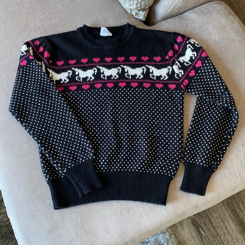 Vintage Hearts and Unicorns 1980’s Sweater